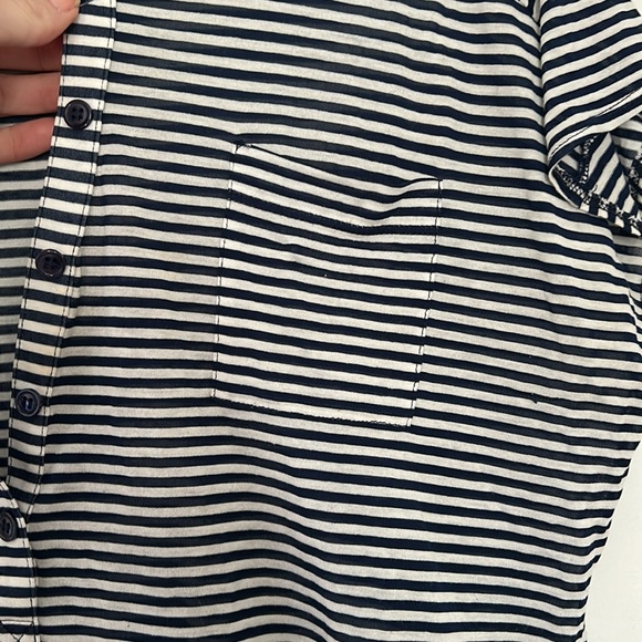 Women’s SPLENDID rare sample striped light semi sheer cropped pocket tee size S - Picture 3 of 8